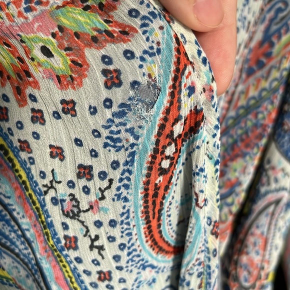 Meghan Fabulous Dress Paisley Print  Mini Knot Side Wrap Long Sleeve Sheer - Picture 2 of 4